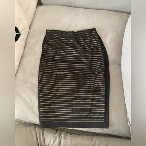 Black and nude stripe, pencil skirt, body con